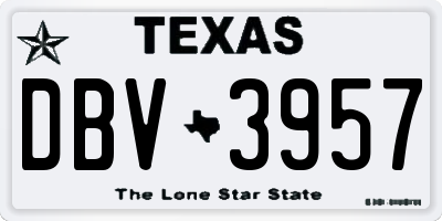 TX license plate DBV3957