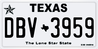 TX license plate DBV3959