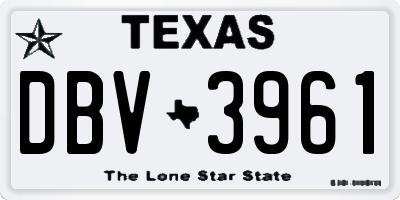 TX license plate DBV3961