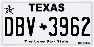 TX license plate DBV3962