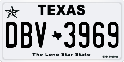 TX license plate DBV3969