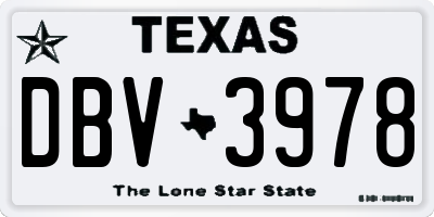 TX license plate DBV3978