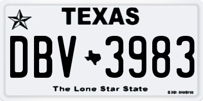 TX license plate DBV3983