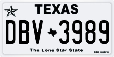 TX license plate DBV3989