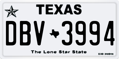 TX license plate DBV3994