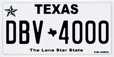 TX license plate DBV4000