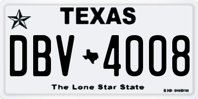 TX license plate DBV4008
