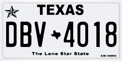 TX license plate DBV4018
