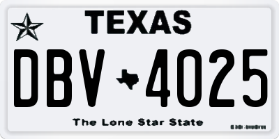 TX license plate DBV4025