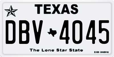 TX license plate DBV4045