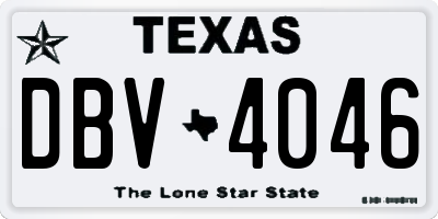 TX license plate DBV4046