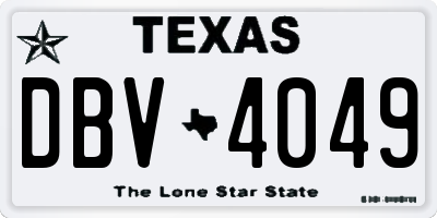 TX license plate DBV4049