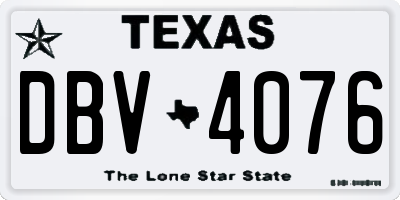 TX license plate DBV4076