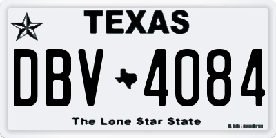 TX license plate DBV4084