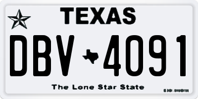 TX license plate DBV4091