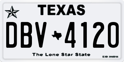 TX license plate DBV4120