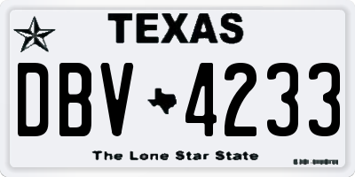 TX license plate DBV4233