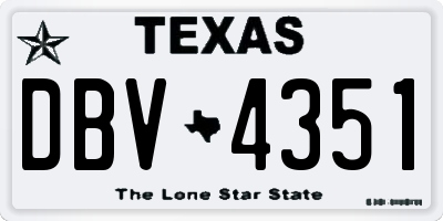 TX license plate DBV4351