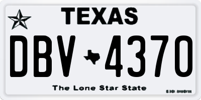 TX license plate DBV4370