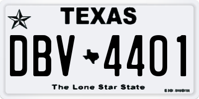 TX license plate DBV4401