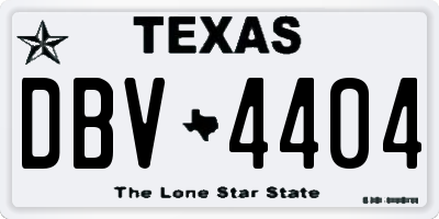 TX license plate DBV4404