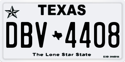 TX license plate DBV4408