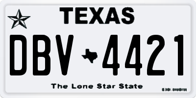 TX license plate DBV4421