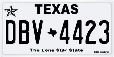 TX license plate DBV4423