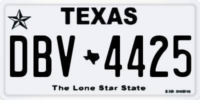 TX license plate DBV4425