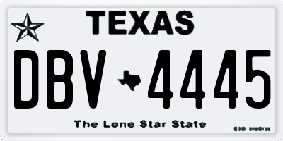 TX license plate DBV4445