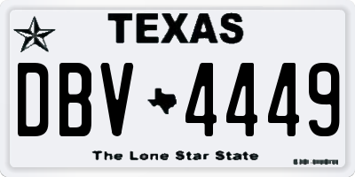 TX license plate DBV4449