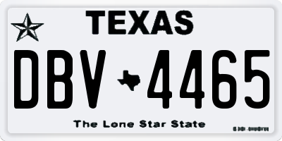 TX license plate DBV4465