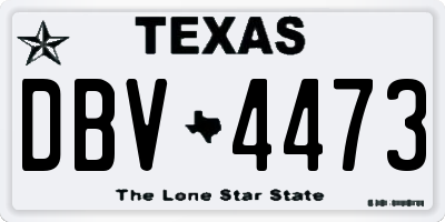 TX license plate DBV4473