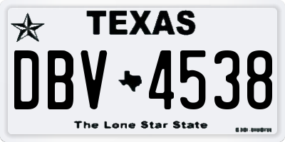 TX license plate DBV4538