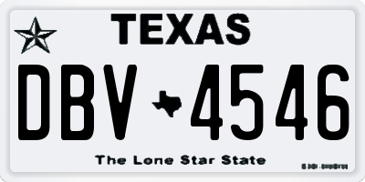 TX license plate DBV4546