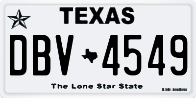 TX license plate DBV4549