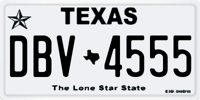 TX license plate DBV4555