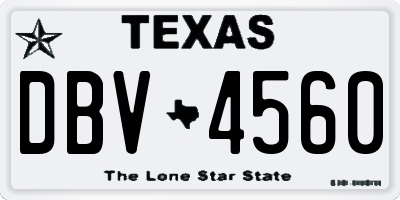 TX license plate DBV4560