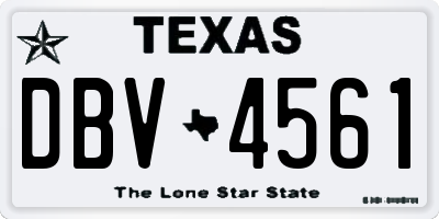 TX license plate DBV4561