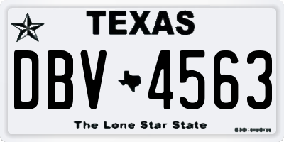 TX license plate DBV4563