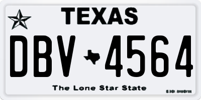 TX license plate DBV4564