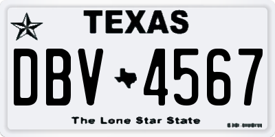 TX license plate DBV4567