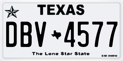TX license plate DBV4577