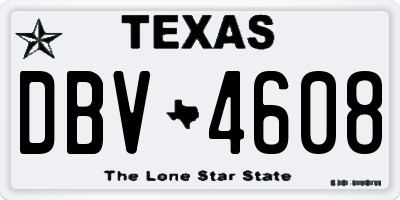 TX license plate DBV4608