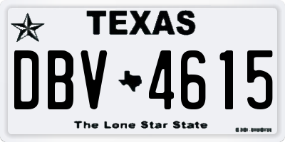 TX license plate DBV4615