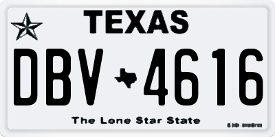 TX license plate DBV4616