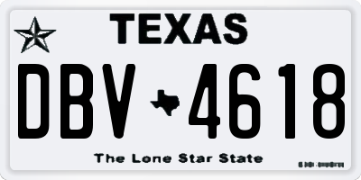 TX license plate DBV4618