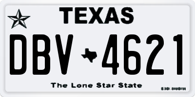 TX license plate DBV4621