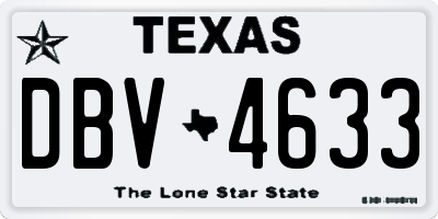 TX license plate DBV4633