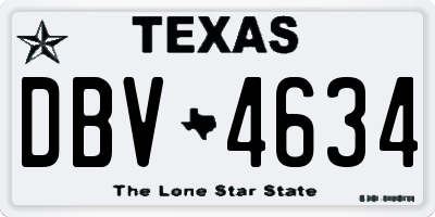 TX license plate DBV4634